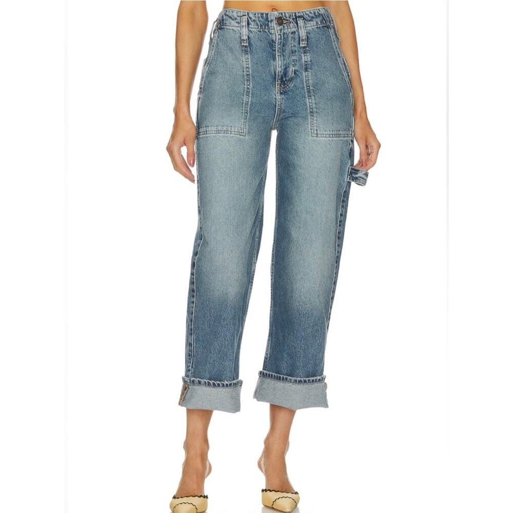 Free People We the Free Carpenter Wide Leg Jeans Adjustable Waistband Women's 28
